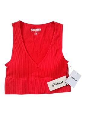 Forever 21 Bright Ribbed V-Neck Crop Tank